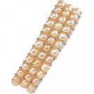 Natural Cultured Peach Pearl & Sterling Silver Bracelet