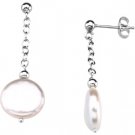 Freshwater Cultured White Coin Pearl Earrings