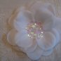 4 inch sequin center flower on alligator clip - white