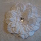4 inch dahlia on alligator clip - White