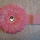 Cotton headband with matching gerber daisy - light pink