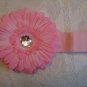 Cotton headband with matching gerber daisy - light pink