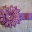 Cotton headband with matching gerber daisy - lavender