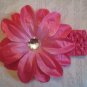 Tropical Flower with gem Headband - Hot Pink