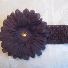 Crochet headband with matching gerber daisy - brown