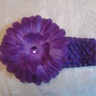 Crochet headband with matching gerber daisy - purple