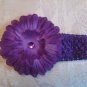 Crochet headband with matching gerber daisy - purple