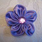 2.5  inch satin flower with gem center - PURPLE