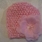 Infant beanie waffle hat - light pink