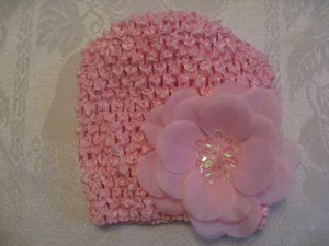 Infant beanie waffle hat - light pink