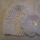 Infant beanie waffle hat - white
