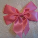 Satin Bow Alligator Clip - hot pink