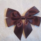 Satin Bow Alligator Clip - brown