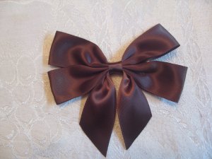 Satin Bow Alligator Clip - brown