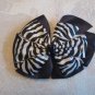 Two layer satin bow alligator clip - zebra