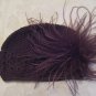 Brown Kufi hat with brown ostrich fur clip