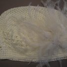 Ivory Kufi hat with ivory ostrich fur clip
