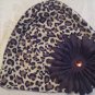 Toddler Cheetah cotton beanie with brown flower