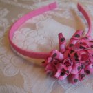 Hard Korker Headband - brown and pink polka dots
