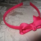 Hard Bow Headband - hot pink