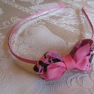 Hard Bow Headband -  pink and hot pink cheetah