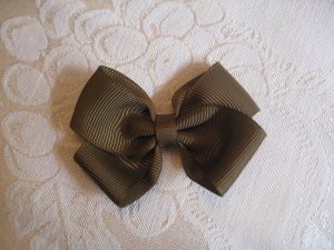 Handmade Bow Alligator Clip - Brown