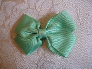 Handmade Bow Alligator Clip - lime green