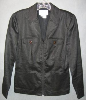 TO TONKO sharp black linen JACKET size 2 petite