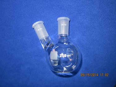 2-NECK FLAT BOTTOM FLASK 24/40 250ML angled premium