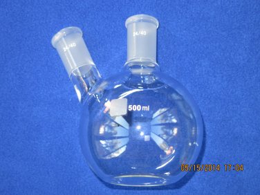 2-NECK flat BOTTOM FLASK 24/40 500ML angled premium quality
