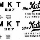 MKT KATY DECALS for AMERICAN FLYER TRAINS GILBERT