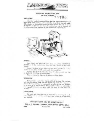 AMERICAN FLYER TRAINS 787 LOG LOADER PARTS SHEET TRAINS - Copy