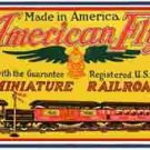 SET BOX ADHESIVE LABEL MINIATURE RAILROADS for American Flyer Mfg. Co.Trains