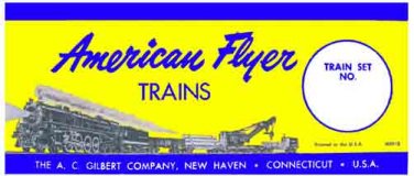 SET BOX LABEL BLUE/YELLOW ADHESIVE STICKER for American Flyer S Gauge Trains
