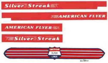 SILVER STREAK WATER SLIDE DECAL FULL SET for American Flyer S Gauge Trains