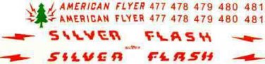 SILVER FLASH DIESEL WATER SLIDE DECAL SET for American Flyer S Gauge Trains