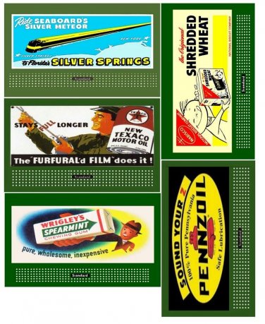 (5) LIONEL STYLE BILLBOARD INSERTS Cut Out Card Stock Full & AMERICAN FLYER #1