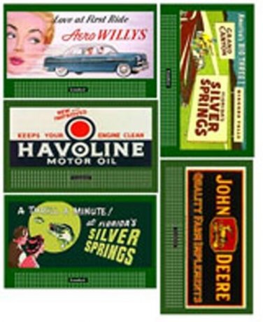 (5) LIONEL STYLE BILLBOARD INSERTS Cut Out Card Stock Full & AMERICAN FLYER #3