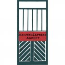 NOMA STATION Railway Express Agency Door Green on Silver Sticker Paper NOMA STATION Railway Express Agency Door Green on Silver Sticker Paper