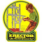 GILBERT ERECTOR SET GREEN SHIRT BOY SELF ADHESIVE STICKER BOX LABEL Parts