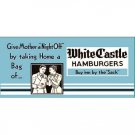 WHITE CASTLE HAMBURGERS BILLBOARD GLOSSY STICKER 3"x1.5"
