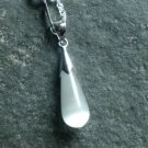925 Sterling Silver White Cats Eye Opal Drop Pendant Necklace
