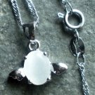 925 Sterling Silver White Opal Angel Egg Pendant Necklace