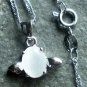925 Sterling Silver White Opal Angel Egg Pendant Necklace