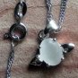 925 Sterling Silver White Opal Angel Egg Pendant Necklace