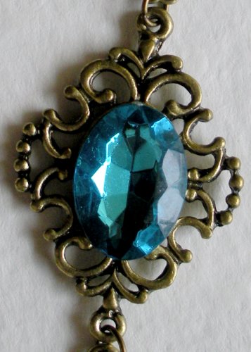 Bronze Blue Crystal Pendant Necklace