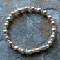 [006] Elastic Coffee and Grey 7" Glass Pearl Bracelet