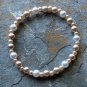 [007] Elastic Coffee and White 7" Glass Pearl Bracelet