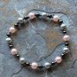 [013] Elastic Pink and Grey 6.5" Glass Pearl Bracelet