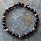 [054] Elastic Brown and Gold 7" Glass Pearl Bracelet